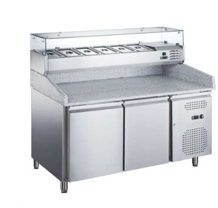 Table  pizza rfrigr positive tropicalise +2 / +8C - 2 portes avec saladette au dessus 6xGN1/3 - 390L
