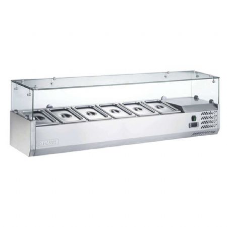 Saladette rfrigre avec vitre droite  poser +2 / +8C largeur 1400mm - 6xGN1/3