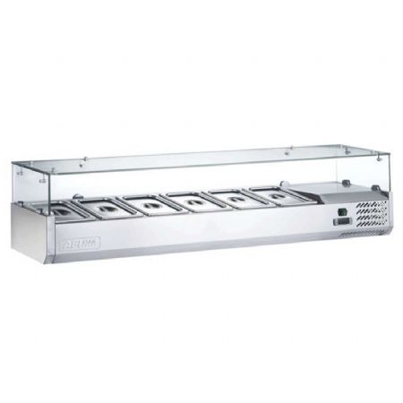 Saladette rfrigre avec vitre droite  poser +2 / +8C largeur 1500mm - 6xGN1/3