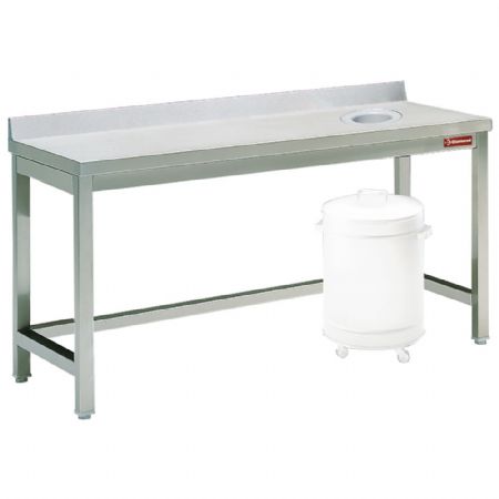 Table d'entrée avec vide-ordures et bord arrière relevé 1400x700x880/900(+100) mm - Diamond - TS1470D