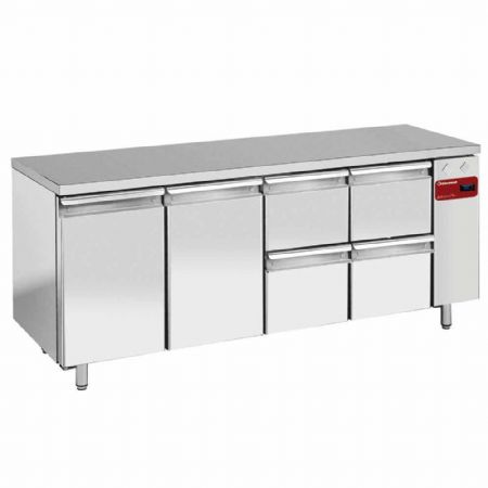 Table frigorifique 4 portes GN1/1 avec 2 bloc de 2 tiroirs