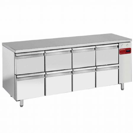 Table frigorifique 4 portes GN1/1 avec 4 bloc de 2 tiroirs