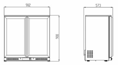 Arriere de bar noir 2 portes vitres battantes - 228L