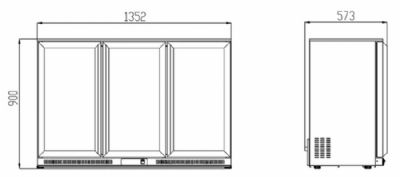 Arriere de bar noir 3 portes vitres battantes - 338L