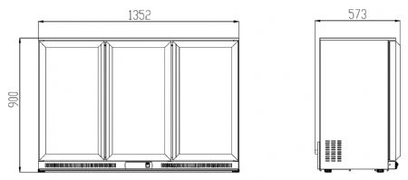 Arrière Bar - Noir-3 portes coulissantes 1335 x 500 x 900 mm - Skyrainbow - TSC3E90BS