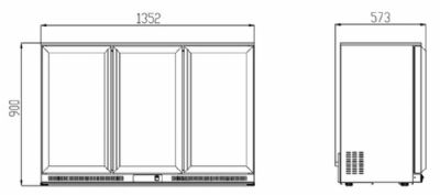 Arriere de bar noir 3 portes vitres coulissantes +2/ +10C - 338L