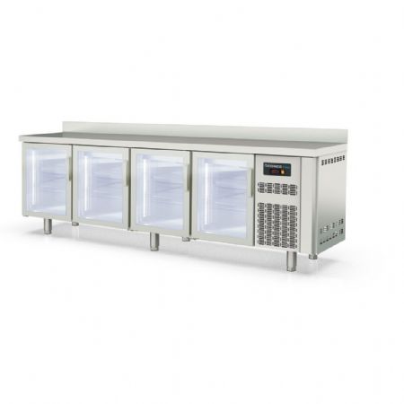 Table desserte réfrigérée positive 4 portes pleines 516 L avec dosseret - Coreco - TSRV-250-S