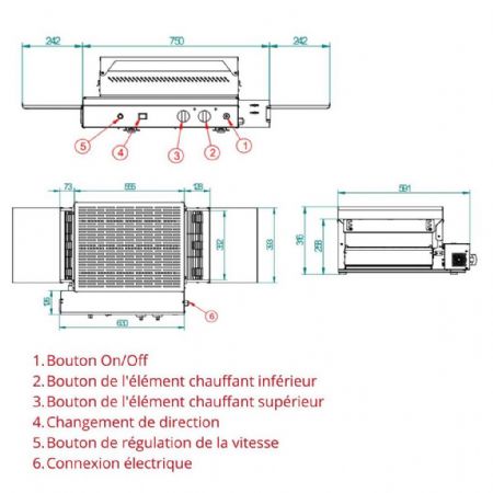 Toaster convoyeur inox capacité 1200 toasts par heure puissance 4,4 kW monophasé - FM - TTH-4400