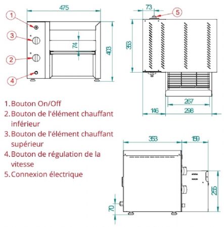 Toaster convoyeur professionnel traversant - 950 toats/heure - 480x510x410 mm