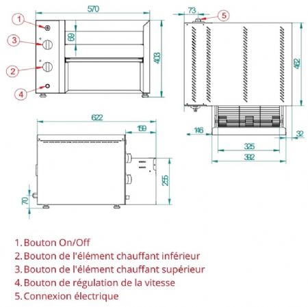 Toaster convoyeur professionnel chargement frontale - 300 toats/heure - 570x620x400 mm