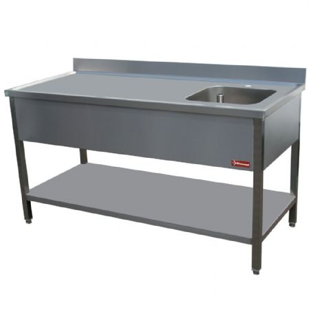 Plonge Inox 1 Table de chef 1 cuve 400x400h250 Droite égouttoir+ 1800x700x880/900(+100) mm - Diamond - TV1871D-D Plonge Inox 1 Table de chef 1 cuve 400x400h250 Droite égouttoir+ 1800x700x880/900(+100) mm - Diamond - TV1871D-D