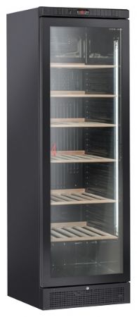 Cave à vin professionnelle noire 1 porte vitrée 350 L 6 clayettes en bois +7/+18°C - Coolhead - TW 390BL