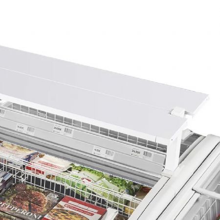 Rfrigrateur conglateur lot de supermarch gris avec 4 couvercles coulissants incurvs - 1255 L - 2150 x 1465 x 930 mm