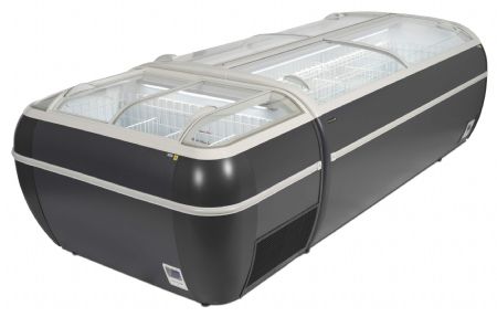 Congélateur horizontal supermarché gris 2 couvercles coulissants incurvés - Tefcold - TWIN 220A-F