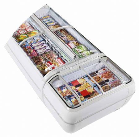 Réfrigérateur congélateur supermarché noir 2 couvercles coulissants - Tefcold - TWIN HEAD B-CF