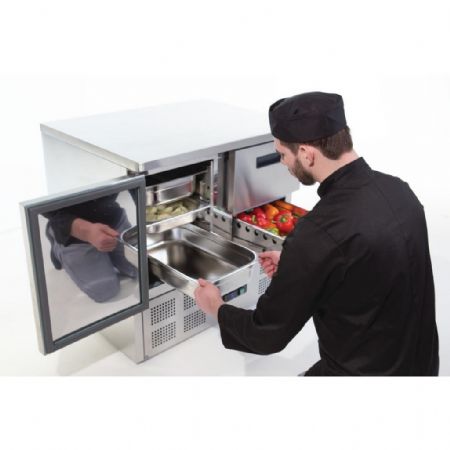 Table desserte réfrigérée positive 240 L 1 porte 2 tiroirs - Polar - U637