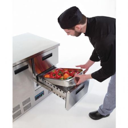 Table desserte réfrigérée positive 240 L 1 porte 2 tiroirs - Polar - U637