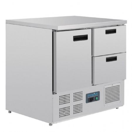 Table desserte réfrigérée positive 240 L 1 porte 2 tiroirs - Polar - U637