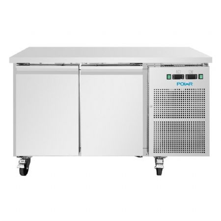 Table r�frig�r�e en inox avec deux portes battantes de -2 � -8�C - 124 litres