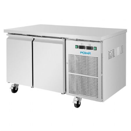 Table r�frig�r�e en inox avec deux portes battantes de -2 � -8�C - 124 litres