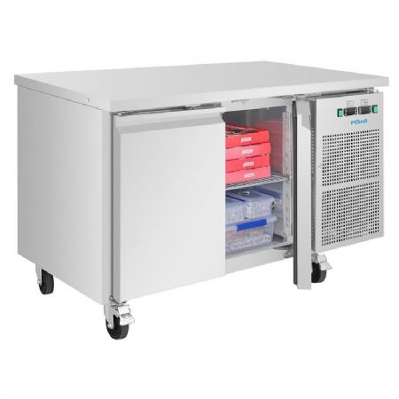 Table r�frig�r�e en inox avec deux portes battantes de -2 � -8�C - 124 litres