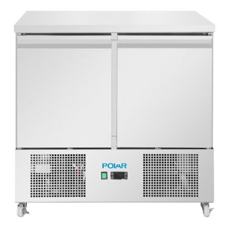 Table r�frig�r�e en inox deux portes battantes de 2 � 8�C - 257 litres