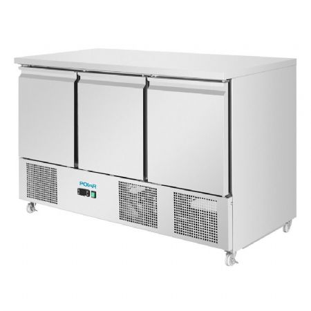Table rfrigre en inox trois portes battantes de 2  8C - 400 litres