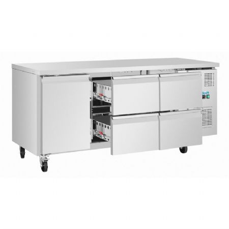 Table r�frig�r�e en inox 1 porte et 4 tiroirs de -2 � 8�C - 465L