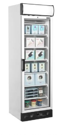 Conglateur vitr vertical pour supermarch 300 L Blanc avec canope - 595x640x1980 mm