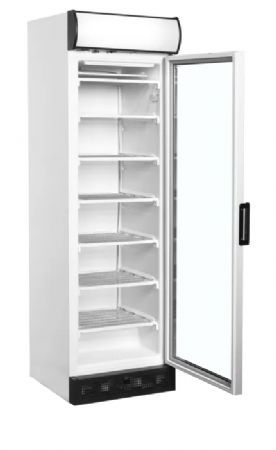 Conglateur vitr vertical pour supermarch 300 L Blanc avec canope - 595x640x1980 mm