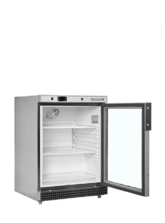 Mini armoire rfrigre positive inox avec une porte vitre 120 L - 600 x 585 x 855 mm