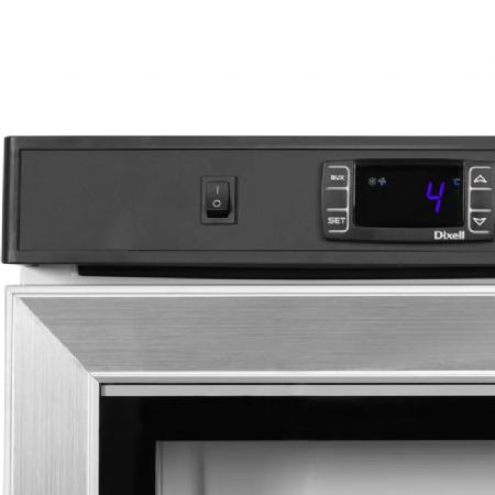 Mini armoire rfrigre positive inox avec une porte vitre 120 L - 600 x 585 x 855 mm