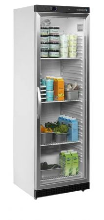 Armoire rfrigre positive blanche avec une porte vitre 350 L - 600 x 585 x 1855 mm