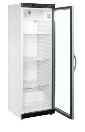 Armoire rfrigre positive blanche avec une porte vitre 350 L - 600 x 585 x 1855 mm