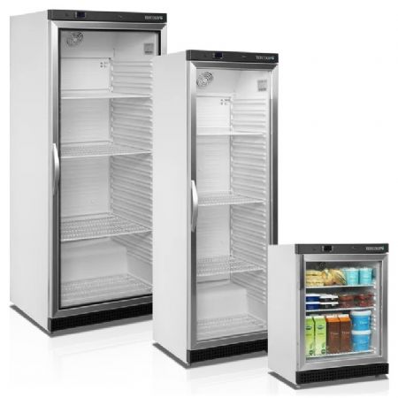 Armoire rfrigre positive blanche avec une porte vitre 350 L - 600 x 585 x 1855 mm