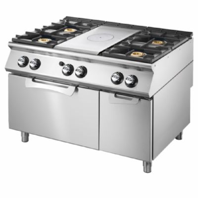 Plaque coup de feu gaz sur four gaz statique GN 2/1 avec 4 foyers