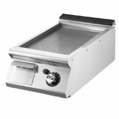 Plancha gaz chrom�e nervur�e � poser format 335x530 mm - 7 kW