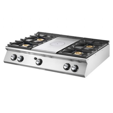 Fourneau profondeur 900 Plaque coup de feu gaz avec 4 brûleurs et 33 kW - Virtus - V90120TPPCG2T