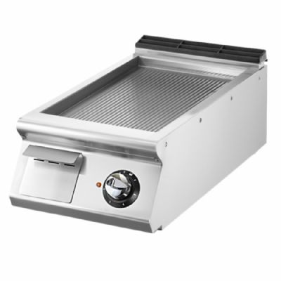 Plancha électrique à poser nervurée chromée avec surface 335x610 mm Plancha électrique à poser nervurée chromée avec surface 335x610 mm