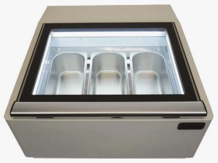 Vitrine à glace de comptoir blanche 3 bacs 5 L -18/-16°C 670x750x392 mm - Coolhead - VBG 3W