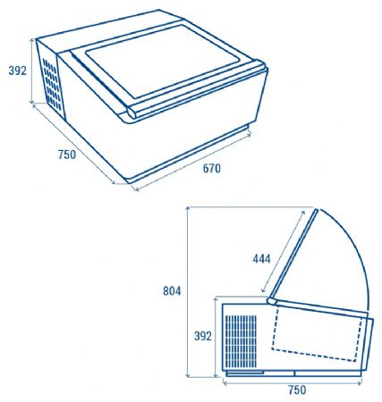 Vitrine à glace de comptoir blanche 3 bacs 5 L -18/-16°C 670x750x392 mm - Coolhead - VBG 3W