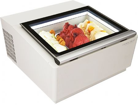 Vitrine à glace de comptoir blanche 3 bacs 5 L -18/-16°C 670x750x392 mm - Coolhead - VBG 3W