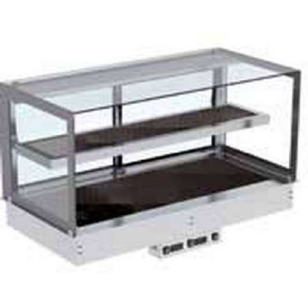 Vitrine chauffante  encastrer +50 / +100C tagres en verre noir - 3GN