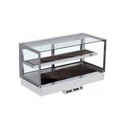 Vitrine chauffante  encastrer +50 / +100C tagres en verre noir - 4GN