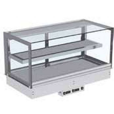 Vitrine chauffante  encastrer +50 / +100C tagres en verre blanc - 4GN
