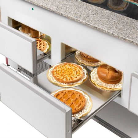 Vitrine réfrigérée snacking comptoir statique chargement à tiroirs vitre bombée sans réserve noire 1400 mm - Diamond Promo - VE14/B5-R2P