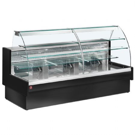 Vitrine réfrigérée snacking comptoir statique chargement à tiroirs vitre bombée sans réserve noire 1400 mm - Diamond Promo - VE14/B5-R2P