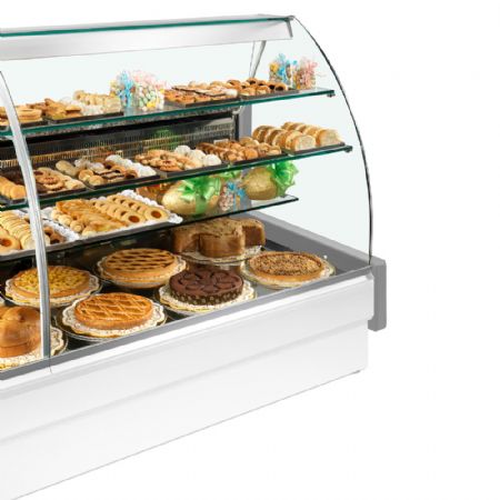 Comptoir vitrine rfrigr chargement  tiroirs vitre courbe sans rserve - GRIS/BLANC