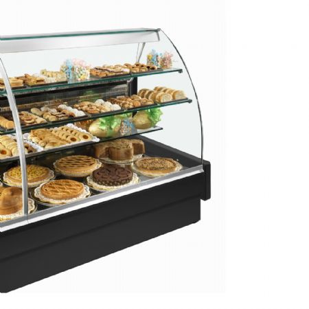 Vitrine réfrigérée snacking comptoir statique chargement à tiroirs vitre courbe sans réserve noire 2200 mm - Diamond Promo - VE22/B5-R2P
