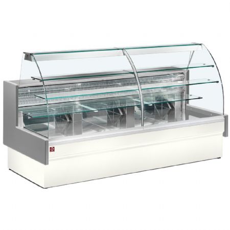 Vitrine réfrigérée snacking comptoir statique chargement à tiroirs sans réserve grise blanche 2900 mm - Diamond - VE29/E8-R2P